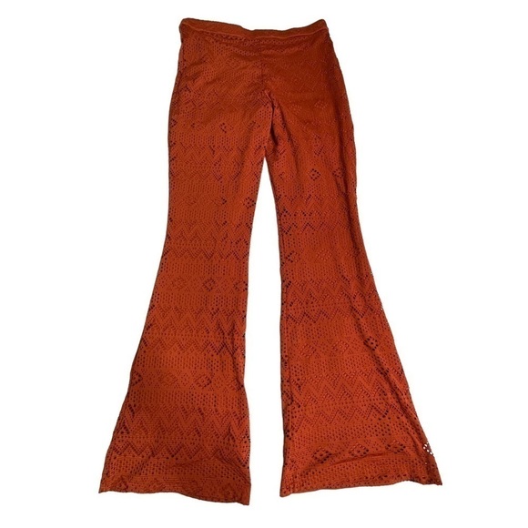 American Eagle rust flare lace elastic waist pants medium - Picture 1 of 6